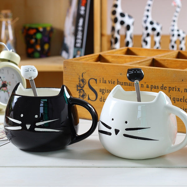 Ceramic Cute Cat Mugs With Spoon - a MUST HAVE for cat lovers